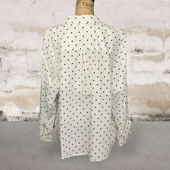 NWT Croft & Barrow Polka Dot Button Down Shirt Long Sleeve black white 3X - Picture 5 of 9